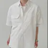Camisa de Trabajo Vintage de Color Sólido de Manga Corta para Hombre, Nueva de Verano Holgada Versátil Americana Fácil de Cuidar