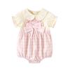 Abrigo de bebé, ropa de verano para bebé, cuello rosa dulce para niña, cuello de muñeca Hayi, traje de escalada fino para bebé de un año