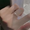 Anel de Prata S925 Estilo Coreano Pérola Francesa Moda Retrô V-Shaped Elegante Anel Aberto Criativo Elegante Anel de Dedo Indicador