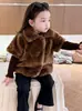 Ropa para niños Zhilai, nueva colección otoño/invierno 2026 para niñas, chaleco retro de borrego estilo coreano, engrosado, con cuello alto, para niños de talla mediana y pequeña