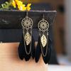 Pendientes de plumas atrapasueños retro creativos de 9 colores, pendientes étnicos con borlas para mujer, joyería al por mayor