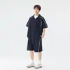 Conjunto Deportivo de Dos Piezas para Hombre Nasa, Camisa Polo de Seda de Hielo Color Puro, Verano, Media Cremallera, Casual, Holgado y Cómodo