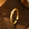 Anillo de Alambre Dibujado y Diamante de Plata de Ley 925 Anillo Estilo Antiguo Medio para Mujer con Anillo Abierto para Dedo Anillo para Dedo de Comida con Diamante Brillante de Textura de Alta Calidad