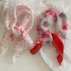 Bufanda de Seda Nueva Primavera y Verano 2025 Lunares Rosados Bufanda Fina Coreana para el Cuello Retro Más Fácil de Combinar Bufanda Pequeña Cuadrada Literaria