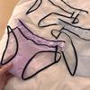 Pure Desire Code ~ Panties sin costuras con borde de encaje Malla Sexy Cintura baja Entrepierna de algodón puro Calzoncillos tipo hipster con trasero abullonado para mujer