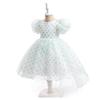 Europeu e americano novo estilo infantil estilo ocidental menina menina princesa vestido bolinha puff manga trailing malha pettiskirt vestido de noiva