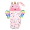 Saco de dormir Arcoíris para Muñecas Transfronterizo, Almohada en Forma de U de Unicornio, Antifaz con Alas, Adecuado para Muñecas de 14 pulgadas 18 pulgadas