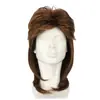Peluca de estilo rockero europeo y americano transfronterizo para hombre, peluca de pelo corto rizado esponjoso estilo mullet de los años 80, pelucas de fibra química, tocado