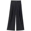 Pantalones de Traje Negros Primavera/Otoño 2026 Ropa Nueva para Mujer Lujo Ligero Gama Alta para el Trabajo de Oficina Cintura Alta Caída Casual Pierna Ancha Largos