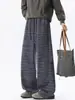 Calça Reta de Perna Larga Listrada Preta Relaxada Estilo Retro Americano para Homens e Mulheres, Marca Tendência Primavera e Verão Calça Longa Casual com Caimento Solto