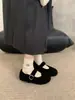 Zapatos peludos de moda y con estilo para mujer, zapatos Mary Jane para usar al aire libre, zapatos de invierno y otoño cálidos de suela blanda, zapatos Birkenstock grises de felpa