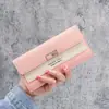 2025 Novo Tendência Japonês e Coreano Cor Contrastante Mais Fácil de Combinar Carteira Feminina Longa 70% de Desconto Fivela Múltiplos Compartimentos para Cartão Moda Estudante Porta-Moedas