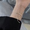 Pulsera de plata de ley 925 estilo frío de lujo ligero ins de Corea del Sur, extensible, para mujer, con circonita incrustada, pulsera geométrica versátil