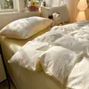 Conjunto de Quatro Peças Jacquard Classe A de Qualidade Maternidade para Dormir Nu, Algodão Puro, Conjunto de Três Peças Lençol de Cama, Capa de Edredom, Lençol com Elástico para Dormitório, Estilo Muji