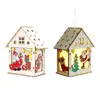 Suprimentos de Natal Transfronteiriços Cabine Colorida Luminosa de Madeira Decorações de Árvore de Natal Casa de Madeira Penduricalhos para Festa de Natal