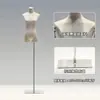 Loja de Roupas Estilo Coreano Manequim para Exposição de Roupas Manequim Feminino de Camurça Meio Corpo Suporte para Manequim Suporte de Exposição de Corpo Humano Completo