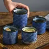 Taza de Agua de Cerámica Corrugada Qinghai Transfronteriza Taza de Té Japonesa Retro Simple Taza Práctica para Restaurante de Sushi Venta al por Mayor