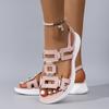 Chanclas Planas de Hebilla Doble de Gran Tamaño para Mujer de Comercio Exterior Europeo y Americano Sandalias Ligeras Retro Casuales Transfronterizas para Playa para Mujer
