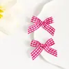Em Estoque Fita de Laço Xadrez Vermelho 6mm Artesanato DIY Feito à Mão Flor Decorativa Laço de Fita Acessórios para Vestuário