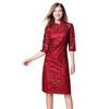 Vestido de novia de encaje de primavera y otoño de estilo chino mejorado de gran tamaño cheongsam para suegra, 200 kg