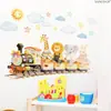 M21791 Tren de Animales Acuarela Pegatinas de Pared Tienda Hogar Sala de Estar Dormitorio Pared de Fondo Decoración Pared Autoadhesiva