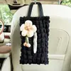 Caja de pañuelos para coche de rejilla acolchada, linda caja de pañuelos colgante para asiento de coche, suministros creativos multifuncionales para coche para mujeres