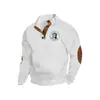 Amazon Best-Selling Transfronterizo Otoño e Invierno Talla Europea Hombre Casual al Aire Libre Cuello Alto Imitación Manga Larga Estampado Sudadera con Tres Botones