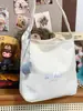 Bolsa de Ombro Bordada com Letras Dongdaemun Ins da Coreia do Sul Tecido de Nylon Tendência Grande Capacidade Lona Escolar Casual Bolsa Tote