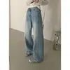 Estilo Coreano 2025 Tendencia de Verano Nuevos Jeans Versátiles Lavados Degradados Retro de Cintura Media-Alta Pierna Ancha Recta
