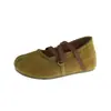 Zapatos de ballet de tiras cruzadas estilo coreano para mujer, nuevo modelo 2026, punta redonda, ante con estampado de leopardo, que aumentan la altura, cómodos zapatos Mary Jane