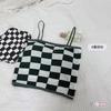 Nova regata xadrez estilo Hong Kong com copo fixo integrado, algodão puro, busto envolto, barra elástica, top para usar por baixo ou como peça única para mulheres