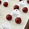 Pendientes de Gota de Aceite Rojo Borgoña Pendientes Redondos de Gota Esmaltados Rojo Año Nuevo Frijol Rojo Pendientes de Aguja de Plata S925 Elegantes