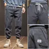 Pantalones casuales para hombre otoño e invierno Nuevos costuras engrosadas holgados combinan con todo modernos juveniles tobillo atado Overoles para hombre