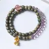 Novo Bracelete Argentino de Sândalo Verde Estilo Chinês com Ágata Cinza Cinco Sutras para Homens e Mulheres Pulseiras de Brinquedo de Madeira Atacado