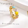 Anillo de Corazón Colorido Estilo Chino Nuevo con Esmalte, Anillo Minimalista de Nicho Estilo Ins Ajustable para Mujer