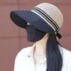 Nuevo Sombrero de Mujer Verano Protector Solar Ala Grande Parte Superior Vacía Cubierta Facial de Playa Sombrero de Pescador Sombrero Protector Solar UV Sombrero Sombrilla