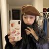Boina de punto nueva de otoño e invierno, estilo coreano, sombrero de pintor retro artístico con cara de niña, sombrero de nube pequeña, moda