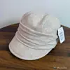 Gorra Ecuestre de Algodón y Lino Estilo Japonés Inspirada en Yamamoto con un Toque Elegante y de Alta Gama, Gorra de Béisbol Color Albaricoque, Gorra de Boina Fina Artística para Primavera-Verano