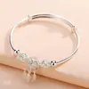 Pulsera atrapasueños ajustable de empujar y tirar para niñas, pulsera de moda chapada en plata de ley, colgante de cadena con borla, joyería estilo Mori pequeña y fresca