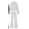 Moda europea y americana transfronteriza para mujer, bestseller de AliExpress: Conjunto elegante de chaqueta polar con cremallera de manga larga y pantalones para principios de otoño