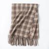 Novo Lenço Retro Maillard Feminino de Alta Qualidade Versátil Quente Espesso de Inverno Lenço Xadrez com Franjas para Casal