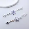Pingente Longo Flor de Cerejeira Banhado a Ouro Cobre Zircônia Inlaid Pingente Duplo Meia Corrente Pulseira de Pérola DIY Feita à Mão Acessórios de Pingente para Colar