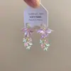 Pendientes de Flor de Dopamina con Cuentas para Mujer Primavera Únicos Hermosos Dulces de Color Contrastante Pendientes Coloridos Exagerados para Viaje
