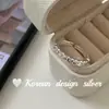 Estilo Coreano Sencillo Estilo Ins Diseño Joyería de Plata Plata de Ley S925 Circonita Cúbica Cuadrada Anillo Hueco Empalmado Sensación Fresca Apilable