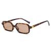 2025 Nuevas Gafas de Sol de Marco Estrecho para Rostro Pequeño con Estampado de Leopardo Estilo Europeo y Americano Gafas de Moda Cuadradas Gafas de Sol para Celebridades de Internet para Mujer de Alto Sentido