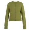 Cárdigan de punto holgado y perezoso de cuello redondo 100% lana estilo "Old Money" para primavera y otoño, chaqueta casual de color liso para mujer