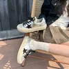Sapatos Brancos de Lona com Solado Grosso, Estrela de Cinco Pontas com Lantejoulas, Cano Baixo, Cadarço, Estilo Coreano, Versátil, Casual, Novos para Outono Feminino