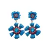Brincos de Flor Europeus e Americanos Transfronteiriços com Gotejamento de Óleo e Cravejados de Diamante, Brincos Retrô Simples e Fashion, Brincos de Nicho de Alta Qualidade para Mulheres