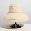 Chapéu de Pescador de Lado Único de Algodão e Linho para Outono e Inverno para Mulheres, Chapéu com Aba Grande Estilo Japonês para Proteção Solar, Chapéu Versátil de Cor Sólida Estilo Coreano para Uso ao Ar Livre
