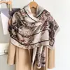Bufanda Larga de Seda Estilo Pintura China JM para Mujer, Elegante Bufanda Larga de Satín con Estampado Floral, Cinta Decorativa para Combinar con Camisas